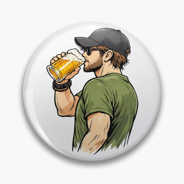 Item preview, Man Drinking Beer Illustration - Cool Guy with Beard and Cap designed and sold by myforestfog.