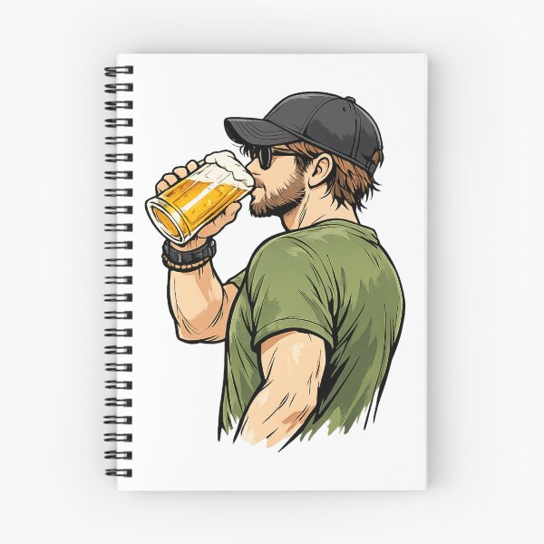 Item preview, Man Drinking Beer Illustration - Cool Guy with Beard and Cap designed and sold by myforestfog.