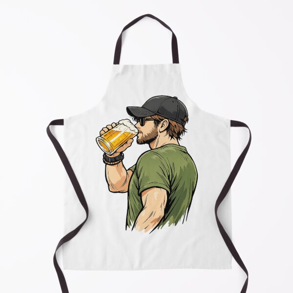 Item preview, Man Drinking Beer Illustration - Cool Guy with Beard and Cap designed and sold by myforestfog.