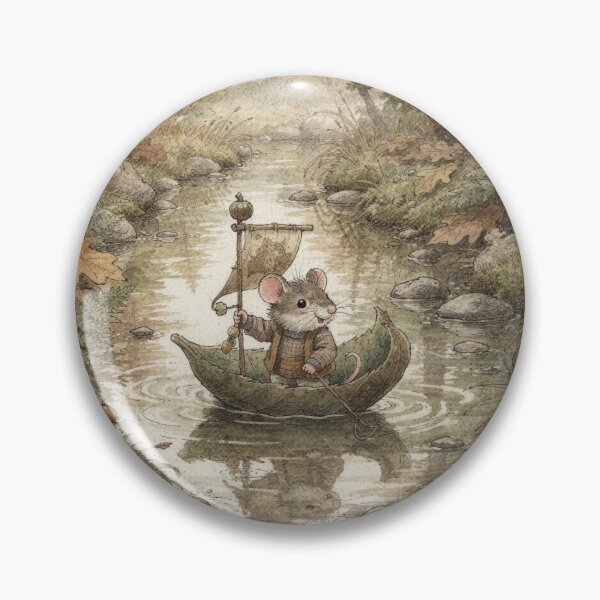 Item preview, Field Mouse Sailing a Leaf Boat designed and sold by PictorialWhimsy.