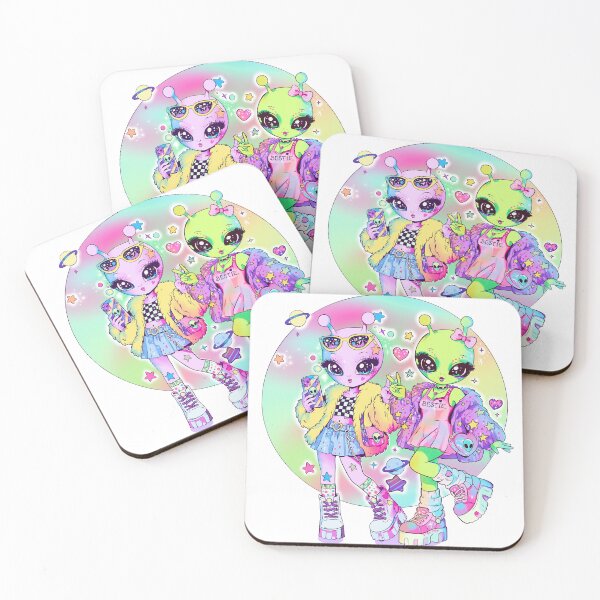 Item preview, Y2K alien besties – kawaii pastel space girls aesthetic designed and sold by StudioPeachPop.