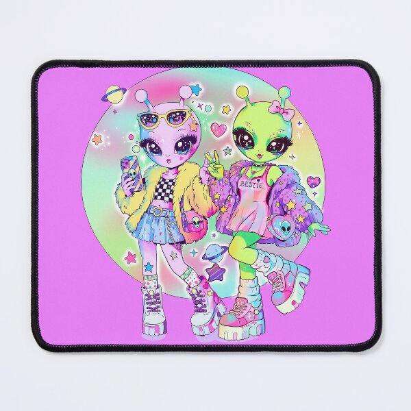 Item preview, Y2K alien besties – kawaii pastel space girls aesthetic designed and sold by StudioPeachPop.