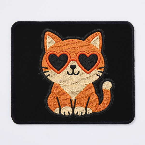 Item preview, Happy Cat Embroidery Patch | Kawaii Cat with Heart Sunglasses designed and sold by ColorSplash123.