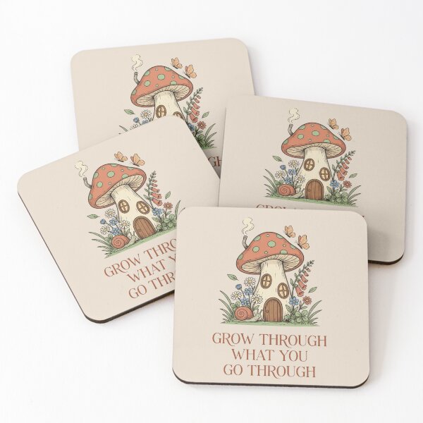 Item preview, Cottagecore Mushroom Botanical Quote - Grow Through What You Go Through designed and sold by Design_Your_Day.
