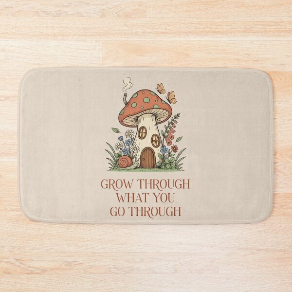 Item preview, Cottagecore Mushroom Botanical Quote - Grow Through What You Go Through designed and sold by Design_Your_Day.