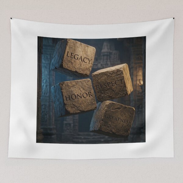 Item preview, LEGACY HONOR RESPECT GREATNESS - Ancient Stone Cubes Wall Art designed and sold by RAMHEARTS.