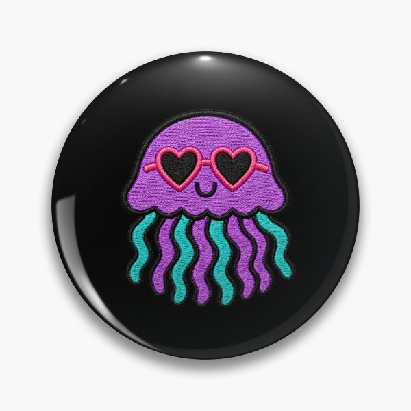 Item preview, Sweet Jellyfish Embroidery Patch | Kawaii Jellyfish with Heart Sunglasses designed and sold by ColorSplash123.