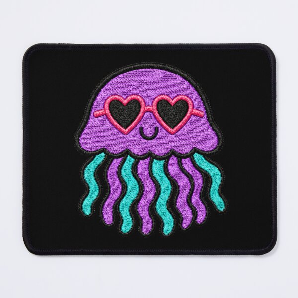 Item preview, Sweet Jellyfish Embroidery Patch | Kawaii Jellyfish with Heart Sunglasses designed and sold by ColorSplash123.