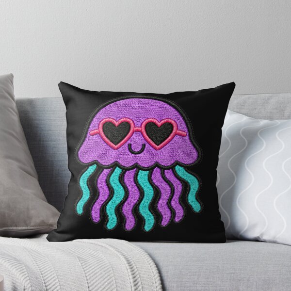 Item preview, Sweet Jellyfish Embroidery Patch | Kawaii Jellyfish with Heart Sunglasses designed and sold by ColorSplash123.