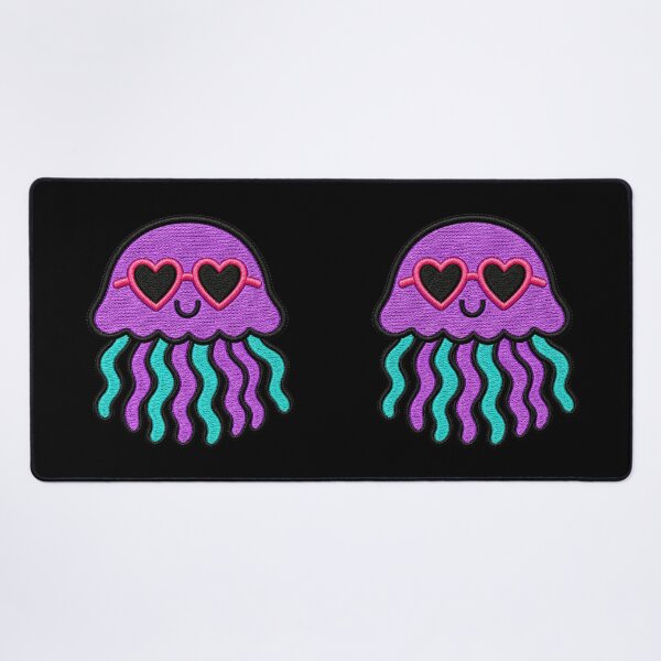 Item preview, Sweet Jellyfish Embroidery Patch | Kawaii Jellyfish with Heart Sunglasses designed and sold by ColorSplash123.