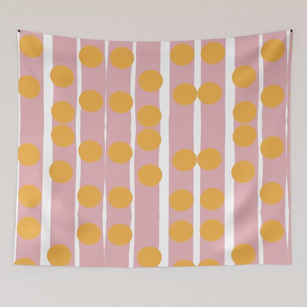 Item preview, Retro Pink and Yellow Polka Dot Stripes Pattern designed and sold by Ailiida.