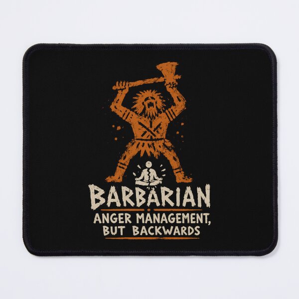 Item preview, Barbarian Anger Management But Backwards Funny Fantasy Art designed and sold by Fenay Designs.