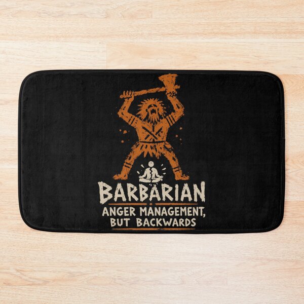 Item preview, Barbarian Anger Management But Backwards Funny Fantasy Art designed and sold by Fenay Designs.
