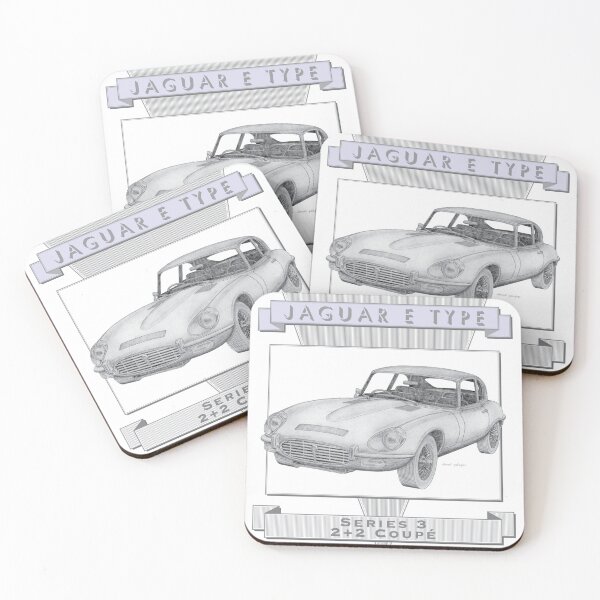 Aperçu de l'œuvre Jaguar Type E Série 3 Coupé 2+2 Dessin à la main créée et vendue par Classic Car Art Drawings.