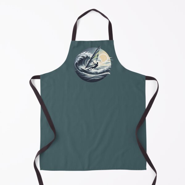 Item preview, Sunset Windsurfer Riding Giant Ocean Wave | Vintage Surf T-Shirt Design designed and sold by SilentPowerArt.