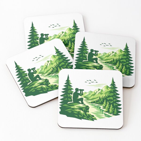 Item preview, Green Mountain Explorer Silhouette - Geometric Nature Adventure Art designed and sold by myforestfog.