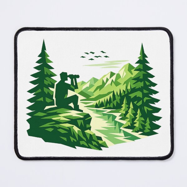 Item preview, Green Mountain Explorer Silhouette - Geometric Nature Adventure Art designed and sold by myforestfog.