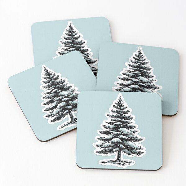 Item preview, Snowy Pine Tree Black Ink Sticker Art designed and sold by Luna-Flow.