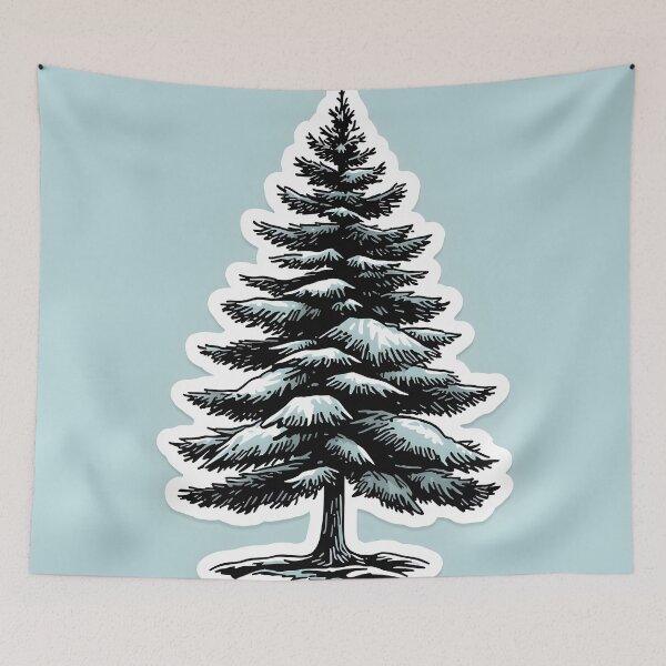 Item preview, Snowy Pine Tree Black Ink Sticker Art designed and sold by Luna-Flow.