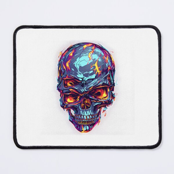 Item preview, Chrome Skull Neon Flame Typography T-Shirt designed and sold by nndgraphics.