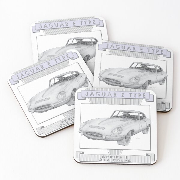 Aperçu de l'œuvre Jaguar Type E Série 1 Coupé 2+2 Dessin à la main créée et vendue par Classic Car Art Drawings.