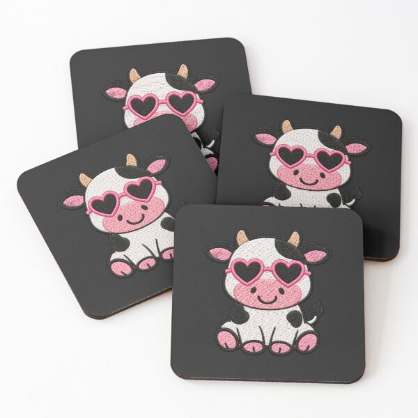 Item preview, Adorable Cow Embroidery Patch | Kawaii Cow with Heart Sunglasses designed and sold by ColorSplash123.