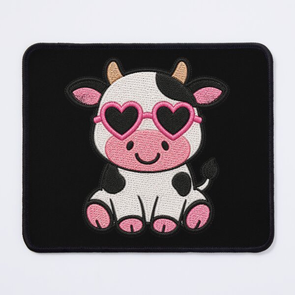 Item preview, Adorable Cow Embroidery Patch | Kawaii Cow with Heart Sunglasses designed and sold by ColorSplash123.