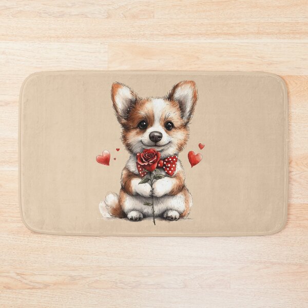 Item preview, Corgi Puppy With Rose and Hearts designed and sold by Erika Kaisersot.