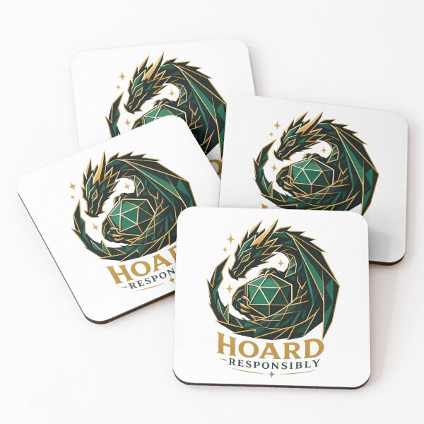 Item preview, Hoard Responsibly Geometric Green Dragon Dice Goblin Art designed and sold by Fenay Designs.