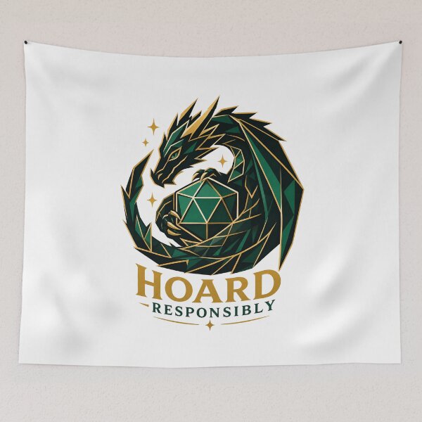 Item preview, Hoard Responsibly Geometric Green Dragon Dice Goblin Art designed and sold by Fenay Designs.