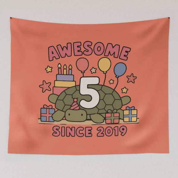 Item preview, Awesome Since 2019 5th Birthday Cute Turtle Party Hat Kids designed and sold by bosamji.