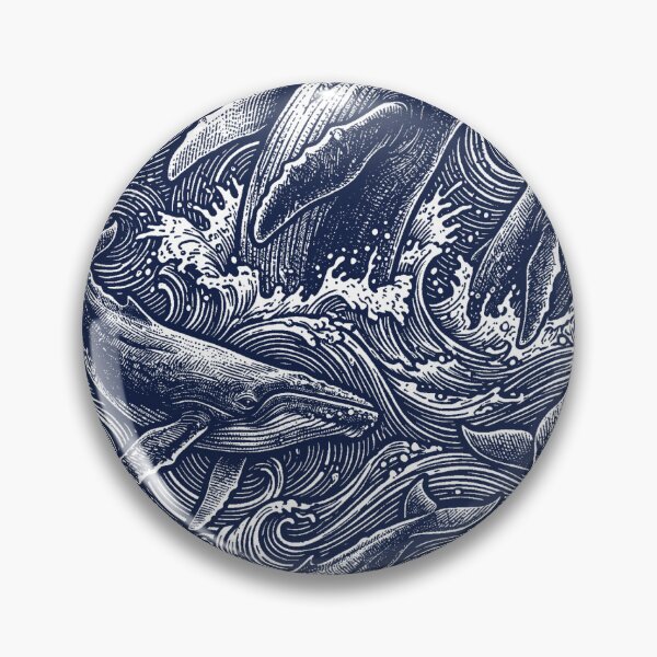 Item preview, Vintage Whales in Ocean Waves Nautical Art designed and sold by AdyKurniawan.