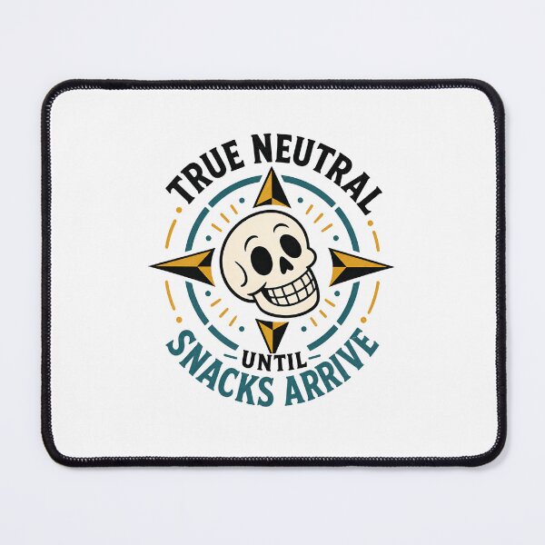 Item preview, True Neutral Until Snacks Arrive Funny Skull Alignment Art designed and sold by Fenay Designs.
