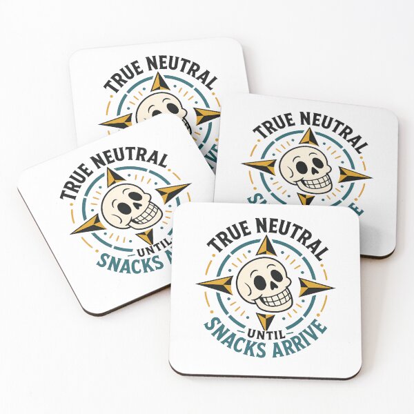 Item preview, True Neutral Until Snacks Arrive Funny Skull Alignment Art designed and sold by Fenay Designs.