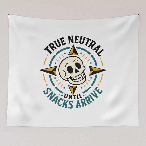 Item preview, True Neutral Until Snacks Arrive Funny Skull Alignment Art designed and sold by Fenay Designs.