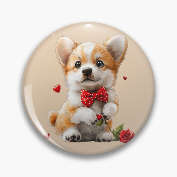 Item preview, Corgi Holding Rose and Heart designed and sold by Erika Kaisersot.