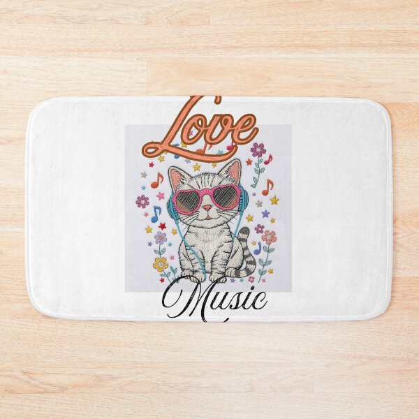 Item preview, Love Music Cat – Cute Kitten with Heart Sunglasses & Headphones | Kawaii Animal Lover Design designed and sold by GloboStyle Design .