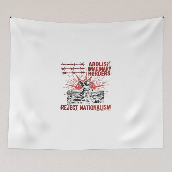 Item preview, Abolish Imaginary Borders Reject Nationalism Retro Protest Art designed and sold by AdyKurniawan.