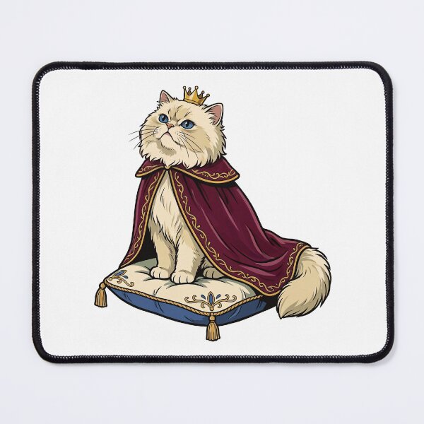 Item preview, Royal Persian Cat Sticker — 50s Retro Queen Cat with Crown and Cape, Regal Flat Design designed and sold by ElhamiStudio.