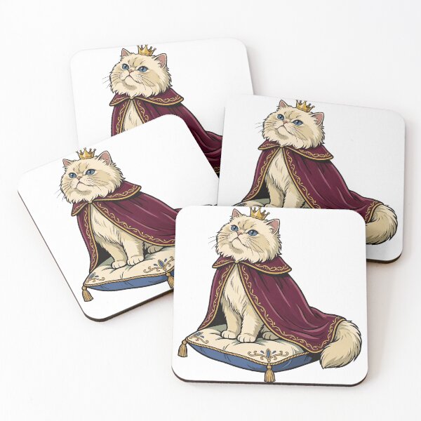 Item preview, Royal Persian Cat Sticker — 50s Retro Queen Cat with Crown and Cape, Regal Flat Design designed and sold by ElhamiStudio.