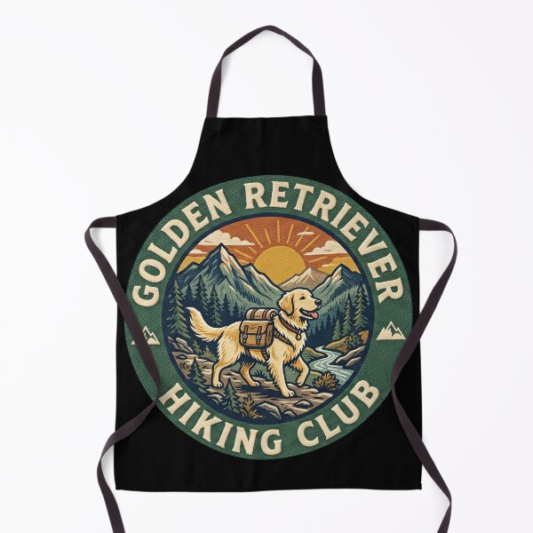 Item preview, Golden Retriever Hiking Club - Retro Vintage Mountain Adventure Badge designed and sold by Wild-way Art.