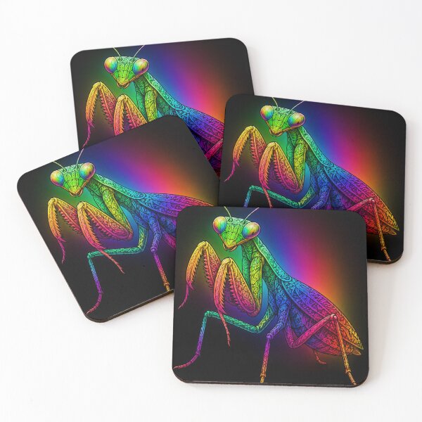 Item preview, Rainbow Praying Mantis – Psychedelic Insect Art designed and sold by Karszul.