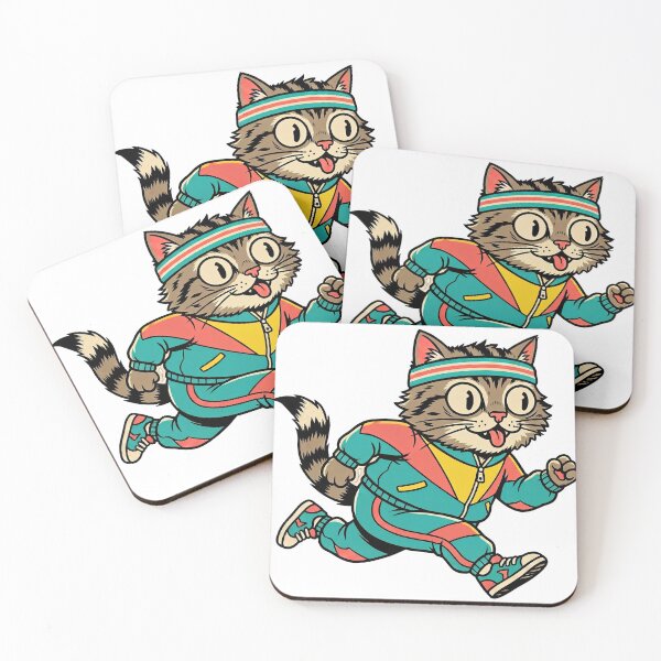 Item preview, Turbo Tabby Cat Sticker — 80s Sporty Retro Cat in Tracksuit, Hyper Flat Design designed and sold by ElhamiStudio.