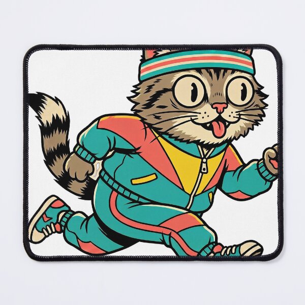Item preview, Turbo Tabby Cat Sticker — 80s Sporty Retro Cat in Tracksuit, Hyper Flat Design designed and sold by ElhamiStudio.