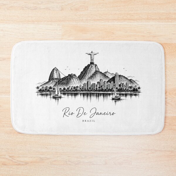 Item preview, Rio De Janeiro Brazil Cityscape Vintage Skyline Sketch designed and sold by VintryOff.