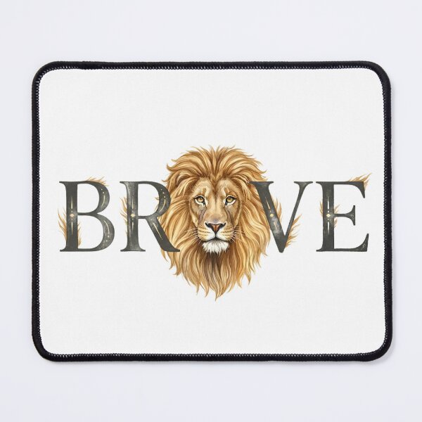 Item preview, BRAVE Lion Typography Watercolor Wildlife Courage Wall Art designed and sold by Presshue.
