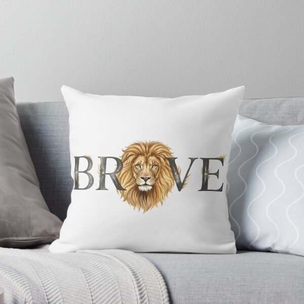 Item preview, BRAVE Lion Typography Watercolor Wildlife Courage Wall Art designed and sold by Presshue.