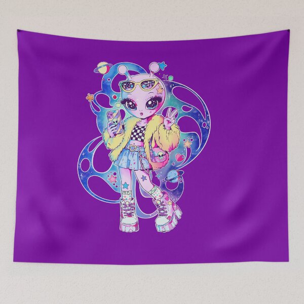 Item preview, Kawaii Galaxy Alien Girl Aesthetic | Cute Spacecore Pastel Cosmic Character Art designed and sold by StudioPeachPop.