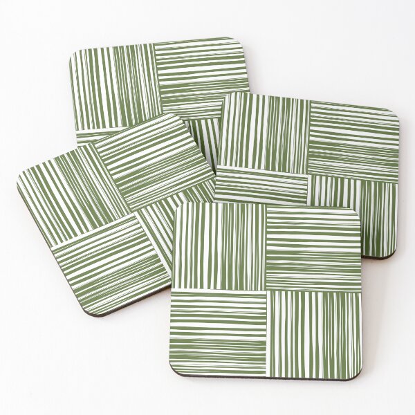Item preview, Seamless Geometric Grid Stripe Pattern with Hand Drawn Olive Green Lines designed and sold by Longsilp.