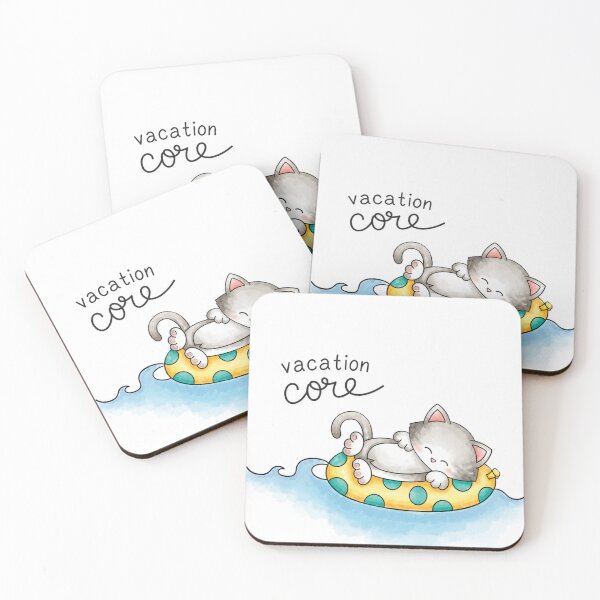 Item preview,  Vacation Core Cat Greeting Card – Cute Kawaii Cat Float Pool Summer Funny Cat Lover Holiday Card designed and sold by IconicDesignsXd.